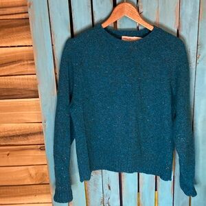 Vintage The Fox Collection crewneck sweater size L 42-44 turquoise color flecks